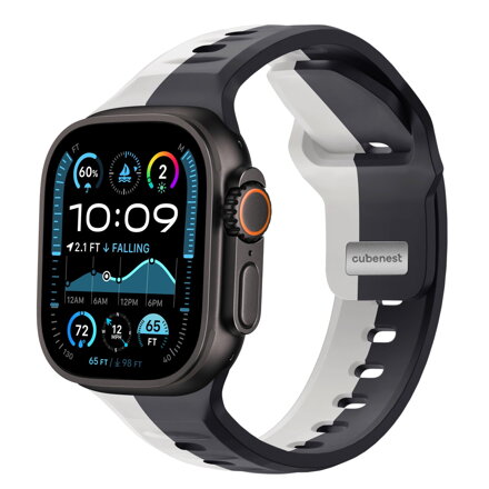 Apple Watch Premium Sport Armband Schwarz/Grau