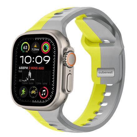Apple Watch Premium Sport Armband Gelb/Grau