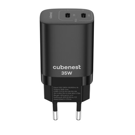 Cubenest GaN Ladegerät 35W S2D1 Schwarz