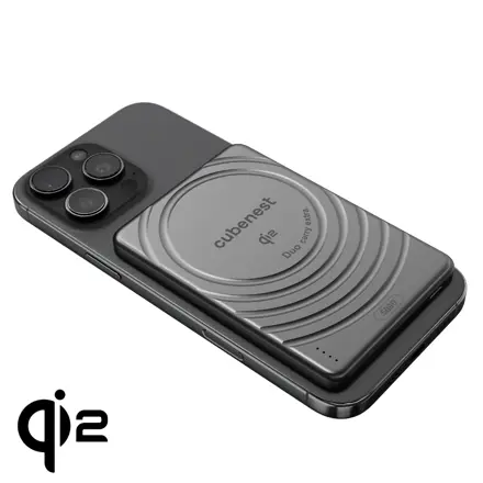 Cubenest Qi2 Magnetische Kabellose Powerbank SlimDual 5000 mAh SQ1B3D Schwarz