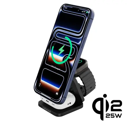 Cubenest Qi2.2 3in1 Faltbares Magnetisches Kabelloses Ladegerät SQ312 Ultra Schwarz