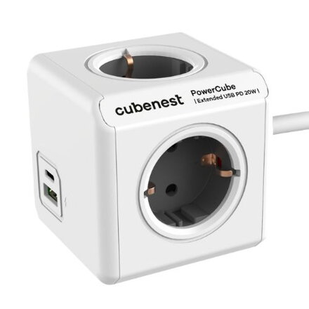 Cubenest PowerCube Extended USB A+C PD 20 W Type F Grau