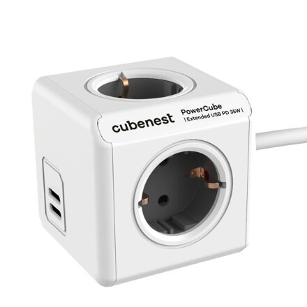 Cubenest PowerCube Extended USB C+C PD 35 W Type F Grau