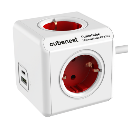 Cubenest PowerCube Extended USB A+C PD 20 W Type F Rot