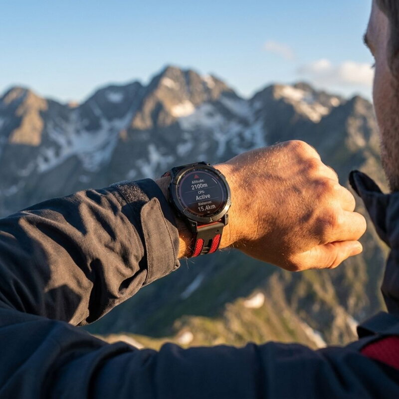 Garmin Watch Premium Sport Armband QuickFit 22 mm Schwarz-Rot
