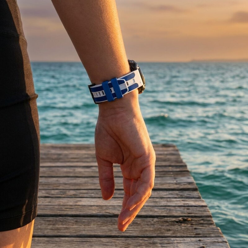 Garmin Watch Premium Sport Armband QuickFit 22 mm Weiß-Blau