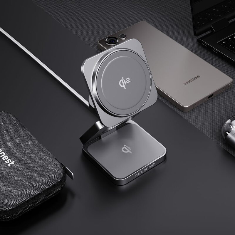 Cubenest Qi2 3in1 Faltbares Magnetisches Kabelloses Ladegerät SQS312 Pro Samsung Watch
