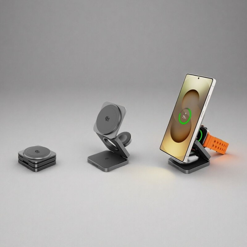 Cubenest Qi2.2 3in1 Faltbares Magnetisches Kabelloses Ladegerät SQS312 Pro Samsung Watch