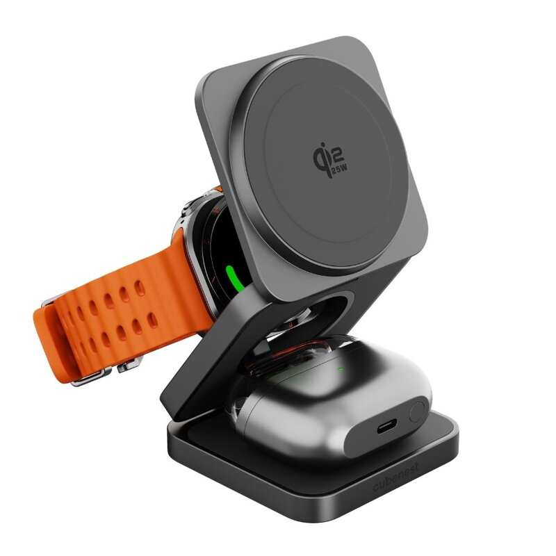 Cubenest Qi2.2 3in1 Faltbares Magnetisches Kabelloses Ladegerät SQS312 Pro Samsung Watch