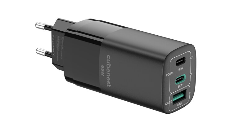 Cubenest GaN Ladegerät 65W S3D0 Schwarz