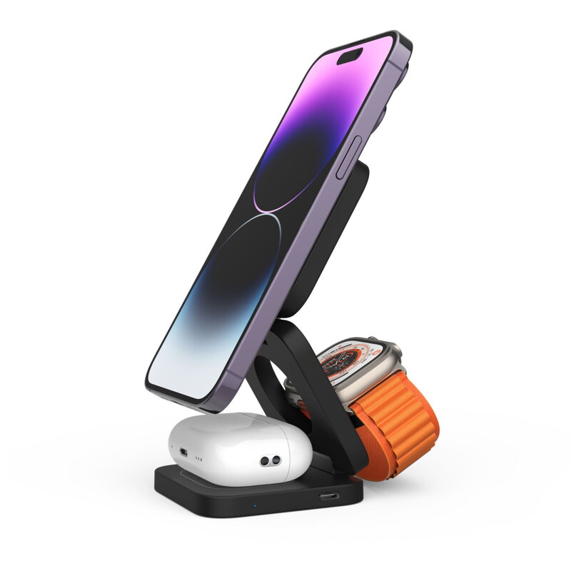 Cubenest 3in1 Faltbares Magnetisches Kabelloses Ladegerät E310 Grau