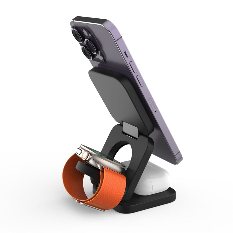 Cubenest 3in1 Faltbares Magnetisches Kabelloses Ladegerät E310 Grau