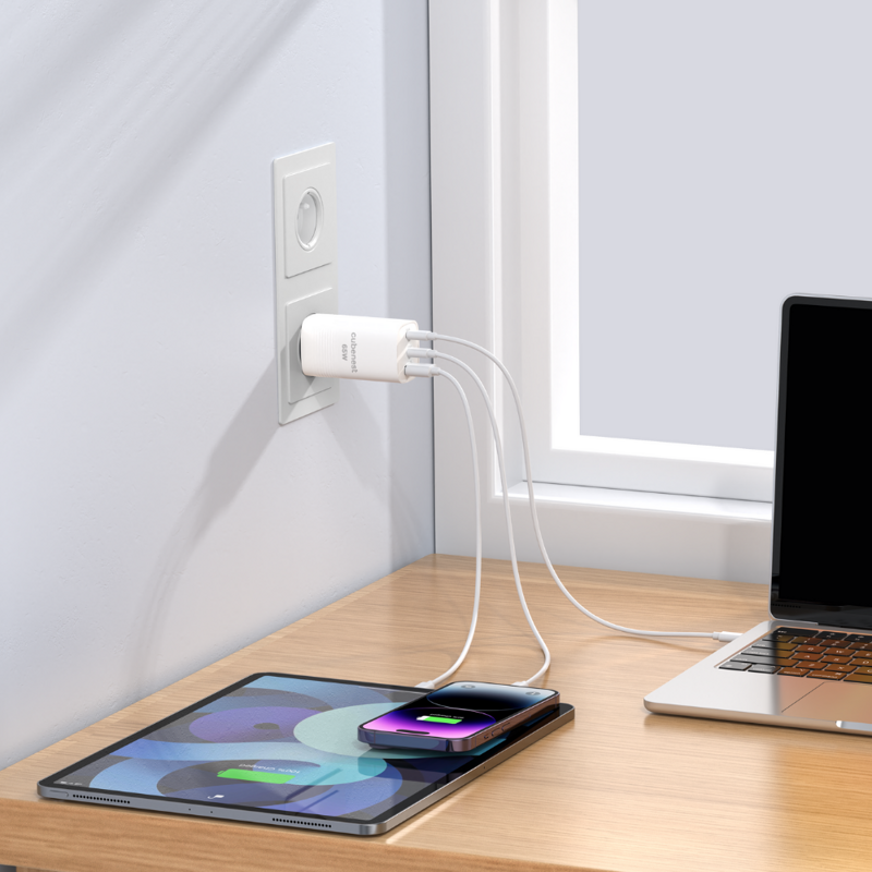 Cubenest GaN Ladegerät 65W S3D0 Weiß