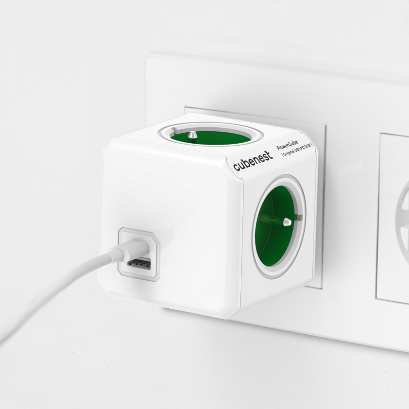 Cubenest PowerCube Original USB A+C PD 20 W Type F Grün