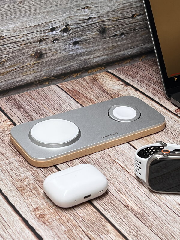 Cubenest 2in1 Magnetisches Kabelloses Ladegerät K200 Silber