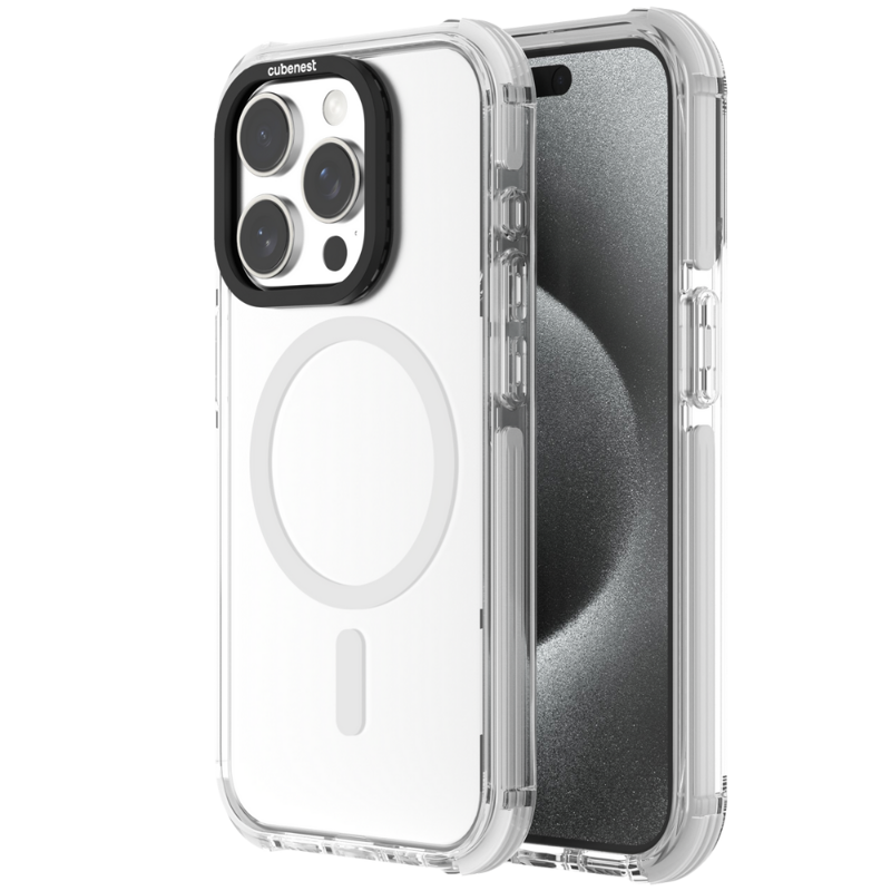 Cubenest Hülle für iPhone 15 Pro MagPro Strong Guard Weiß