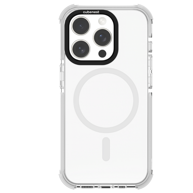 Cubenest Hülle für iPhone 15 Pro MagPro Strong Guard Weiß