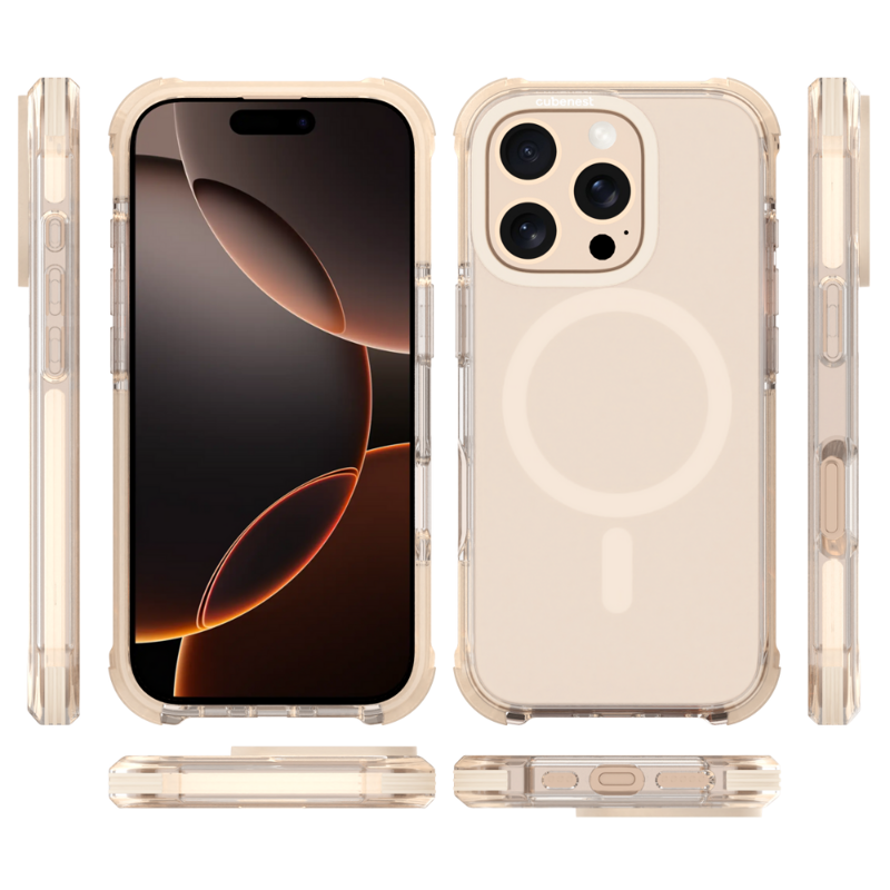 Cubenest Hülle für iPhone 16 Pro MagPro Strong Guard Gold