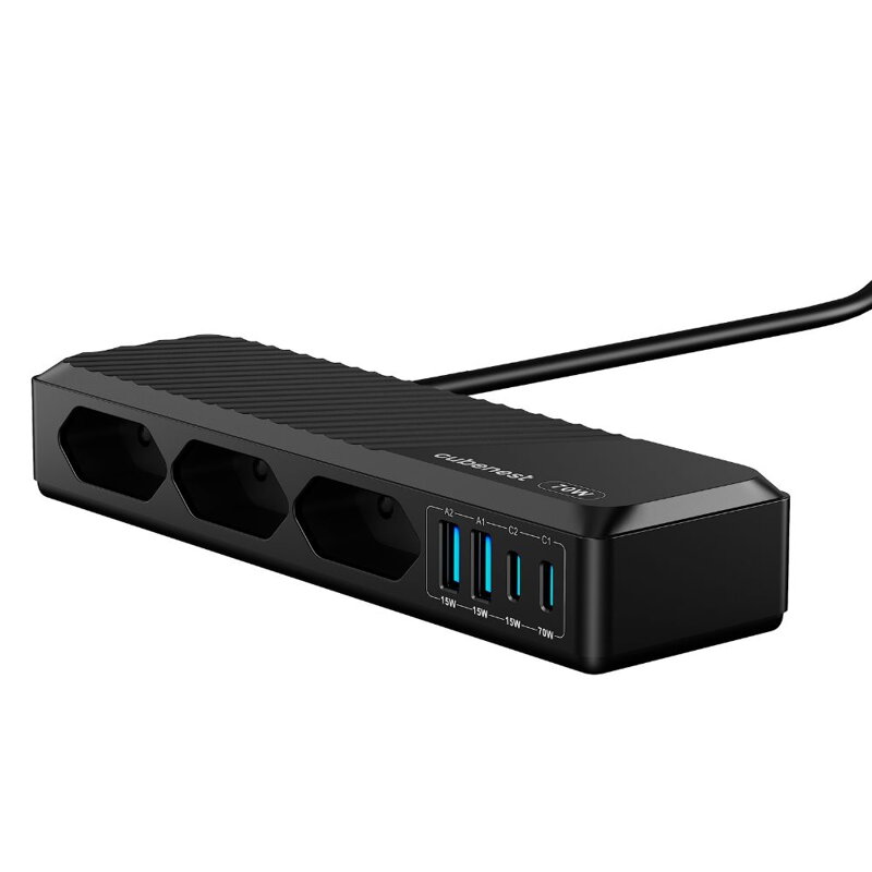 Cubenest PD GaN PowerStrip SlimSline 7in1 Extended USB 70W