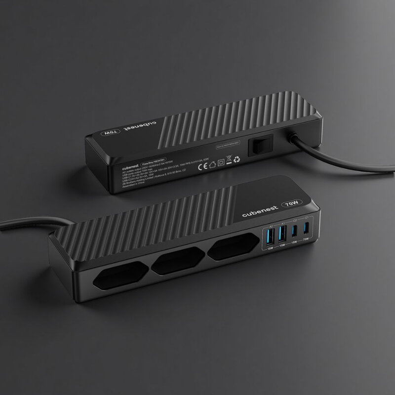 Cubenest PD GaN PowerStrip SlimSline 7in1 Extended USB 70W