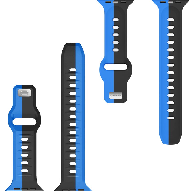 Apple Watch Premium Sport Armband Schwarz/Blau