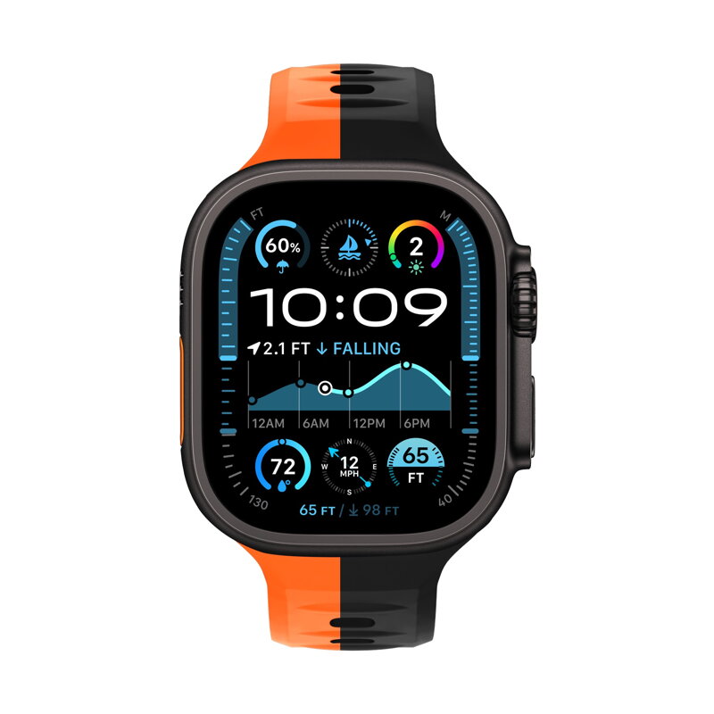 Apple Watch Premium Sport Armband Schwarz/Orange