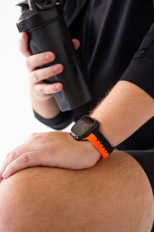 Apple Watch Premium Sport Armband Schwarz/Orange