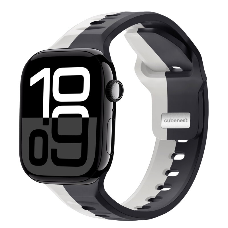 Apple Watch Premium Sport Armband Schwarz/Grau