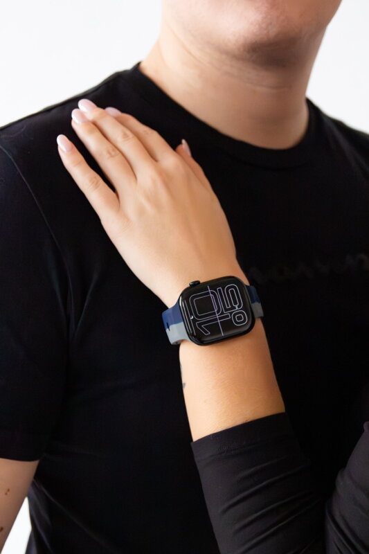 Apple Watch Premium Sport Armband Grau/Blau