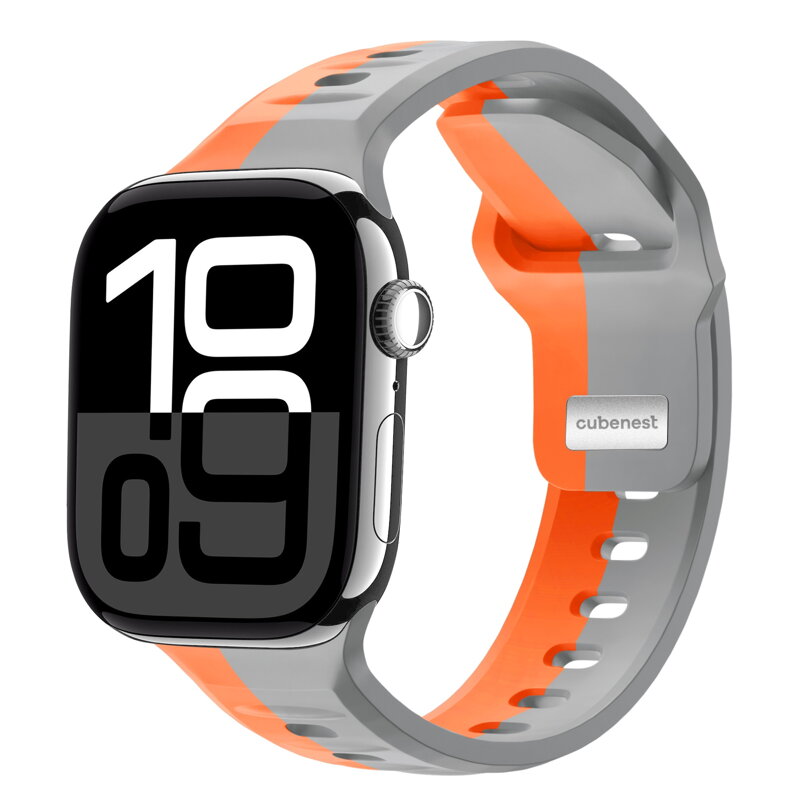 Apple Watch Premium Sport Armband Orange/Grau