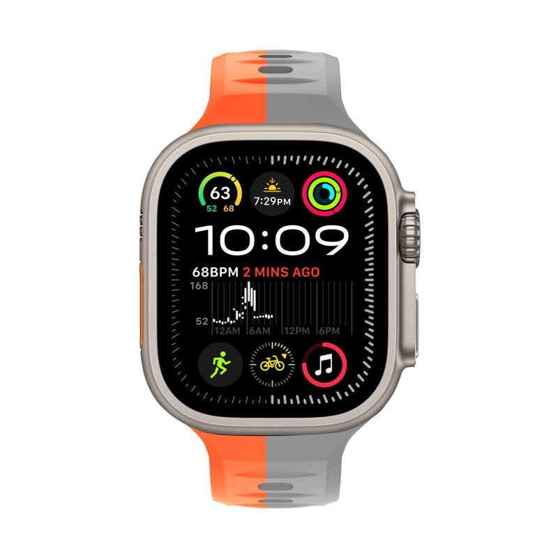 Apple Watch Premium Sport Armband Orange/Grau