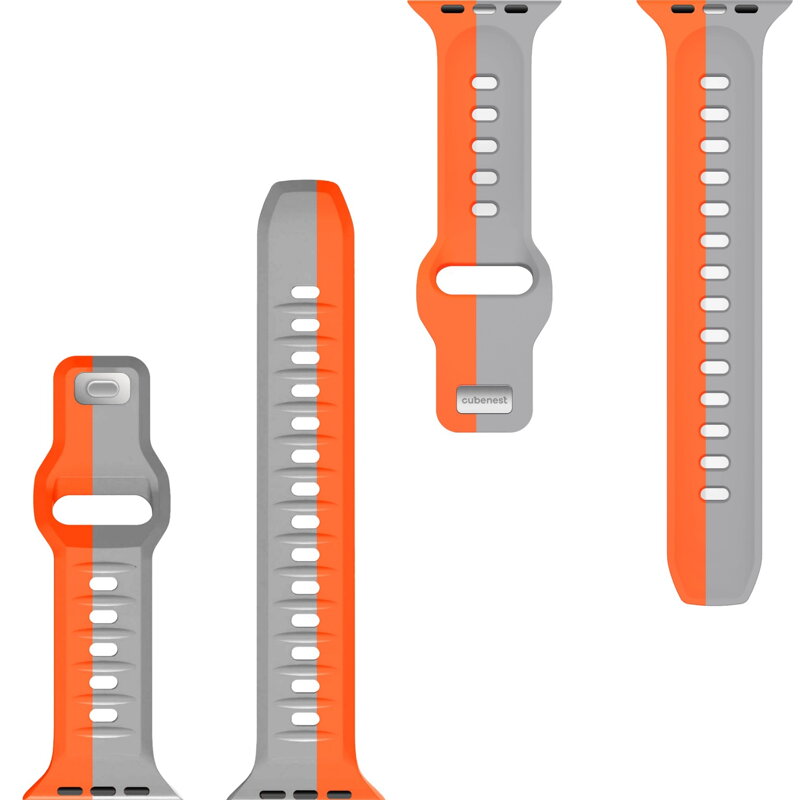 Apple Watch Premium Sport Armband Orange/Grau