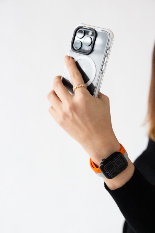 Apple Watch Premium Sport Armband Orange/Grau