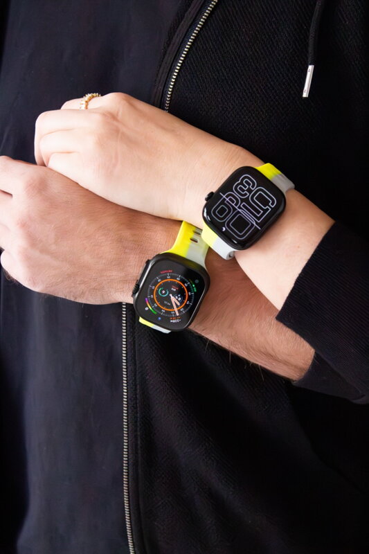 Apple Watch Premium Sport Armband Gelb/Grau