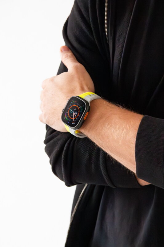 Apple Watch Premium Sport Armband Gelb/Grau