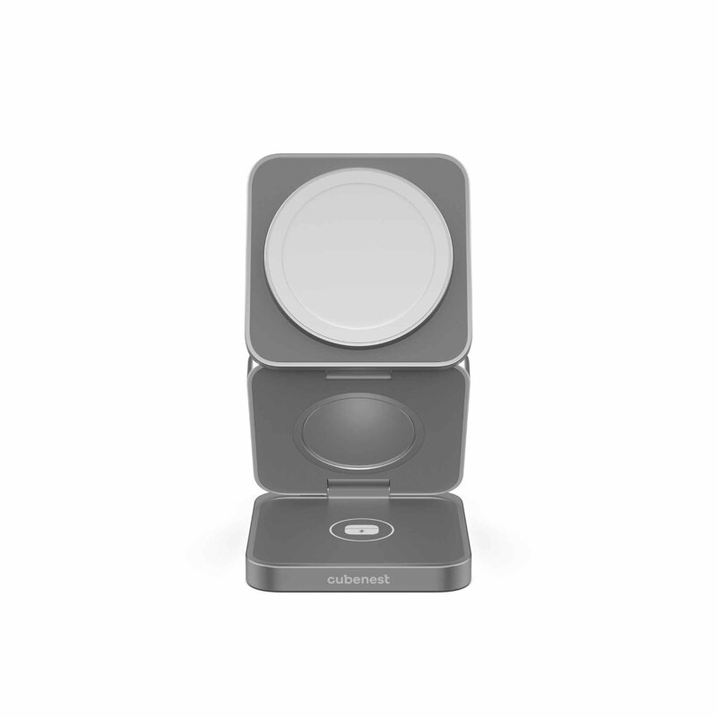 Cubenest 3in1 Faltbares Magnetisches Kabelloses Ladegerät S312 Pro Grau