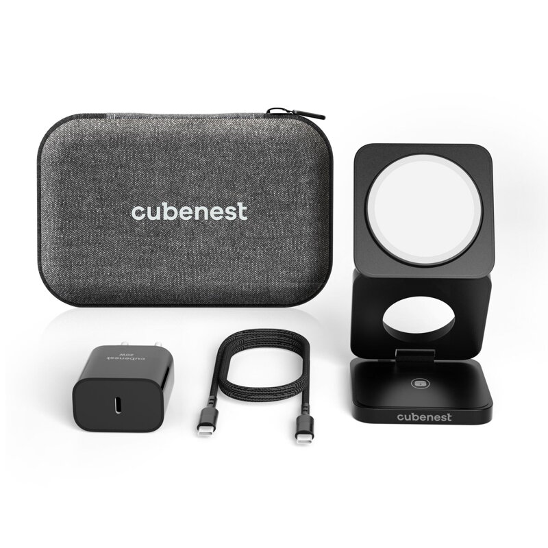 Cubenest 3in1 Faltbares Magnetisches Kabelloses Ladegerät S312 Pro Schwarz
