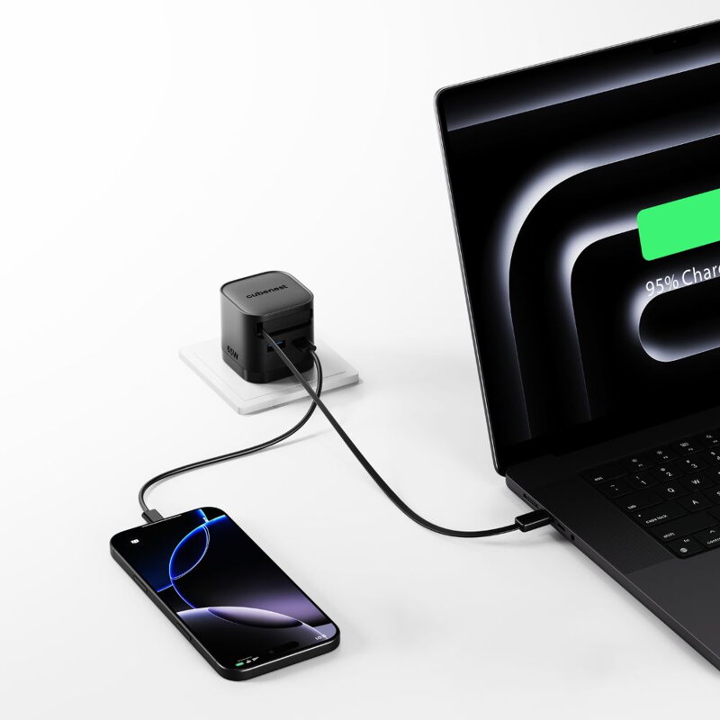 Cubenest PD GaN Ladegerät mit Kabel 65W S3D2
