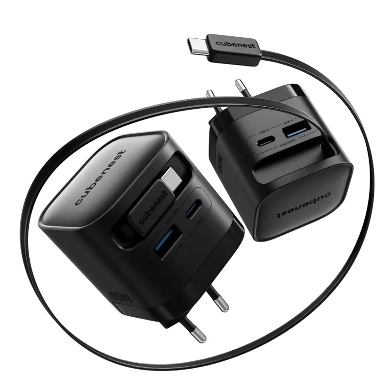 Cubenest PD GaN Ladegerät mit Kabel 65W S3D2