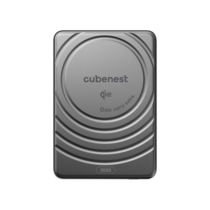 Cubenest Qi2 Magnetische Kabellose Powerbank SlimDual 5000 mAh SQ1B3D Schwarz