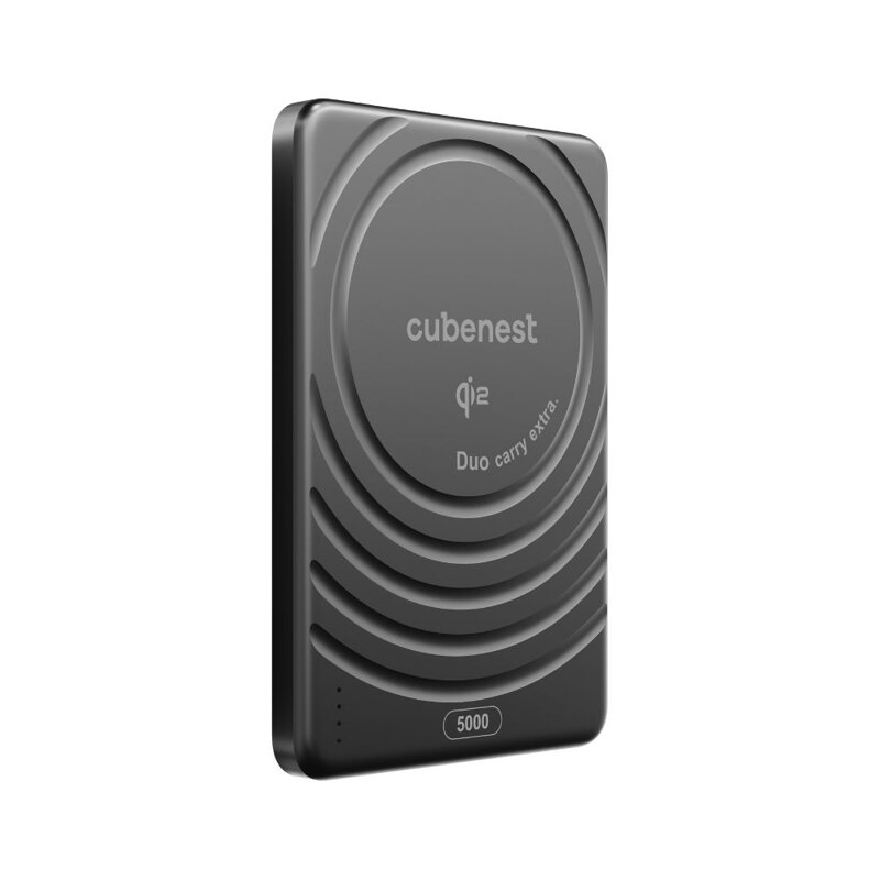 Cubenest Qi2 Magnetische Kabellose Powerbank SlimDual 5000 mAh SQ1B3D Schwarz