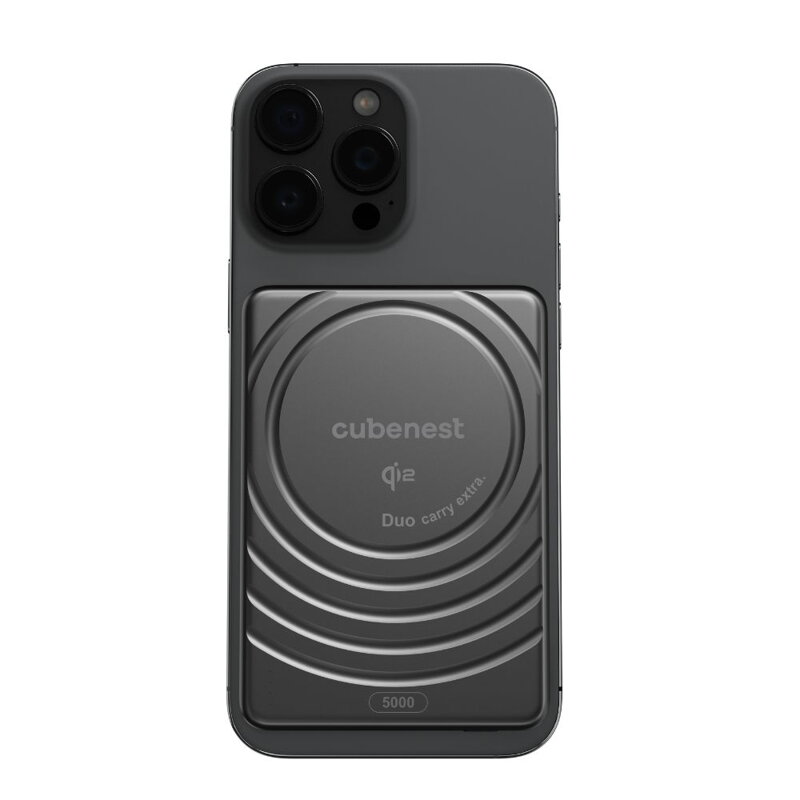 Cubenest Qi2 Magnetische Kabellose Powerbank SlimDual 5000 mAh SQ1B3D Schwarz