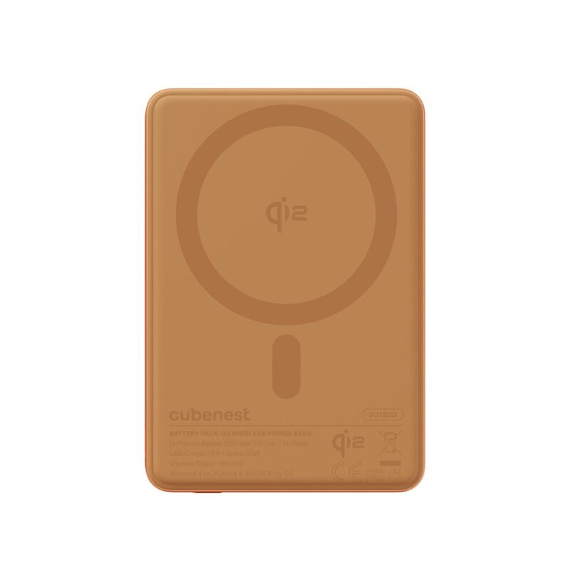 Cubenest Qi2 Magnetische Kabellose Powerbank SlimDual 5000 mAh SQ1B3D Orange