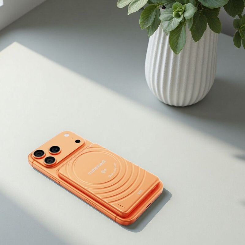 Cubenest Qi2 Magnetische Kabellose Powerbank SlimDual 5000 mAh SQ1B3D Orange