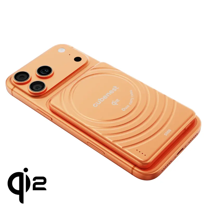 Cubenest Qi2 Magnetische Kabellose Powerbank SlimDual 5000 mAh SQ1B3D Orange