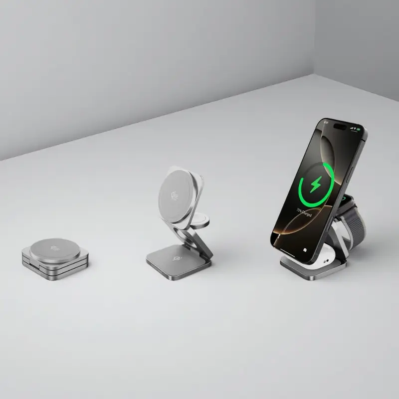 Cubenest Qi2.2 3in1 Faltbares Magnetisches Kabelloses Ladegerät SQ312 Ultra Grau