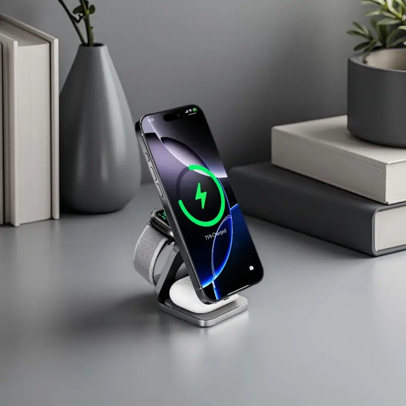 Cubenest Qi2.2 3in1 Faltbares Magnetisches Kabelloses Ladegerät SQ312 Ultra Grau