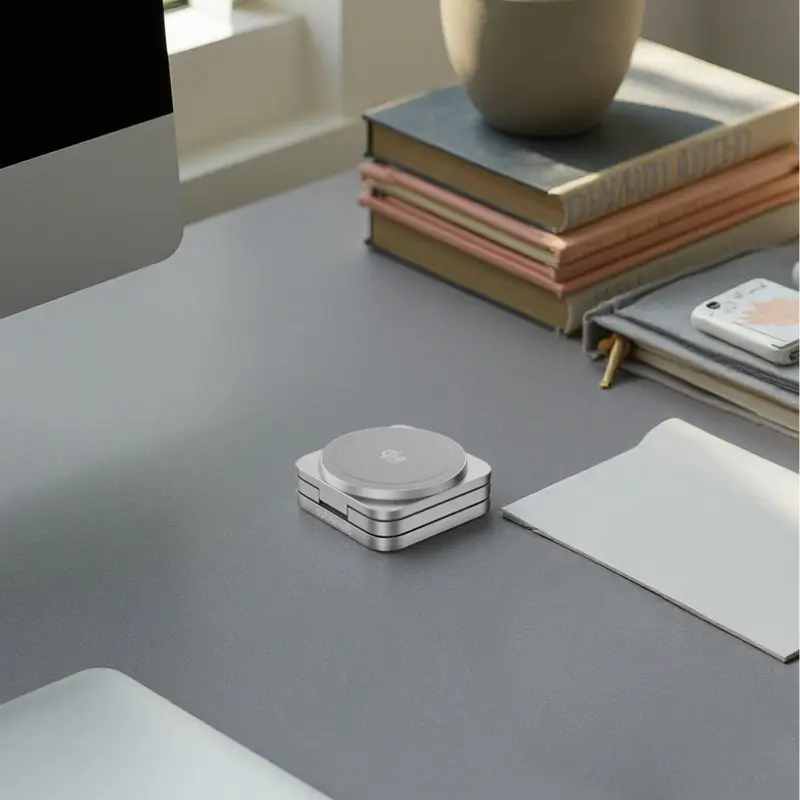 Cubenest Qi2.2 3in1 Faltbares Magnetisches Kabelloses Ladegerät SQ312 Ultra Grau