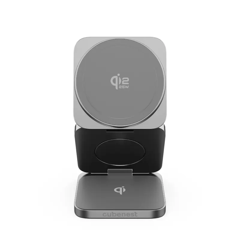 Cubenest Qi2.2 3in1 Faltbares Magnetisches Kabelloses Ladegerät SQ312 Ultra Grau