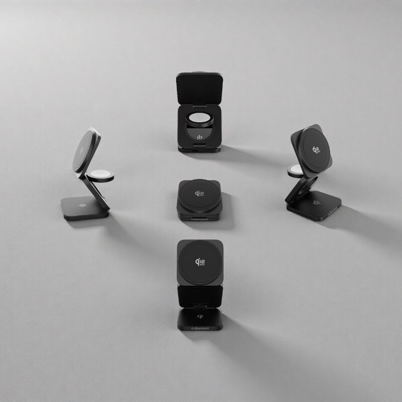 Cubenest Qi2.2 3in1 Faltbares Magnetisches Kabelloses Ladegerät SQ312 Ultra Schwarz